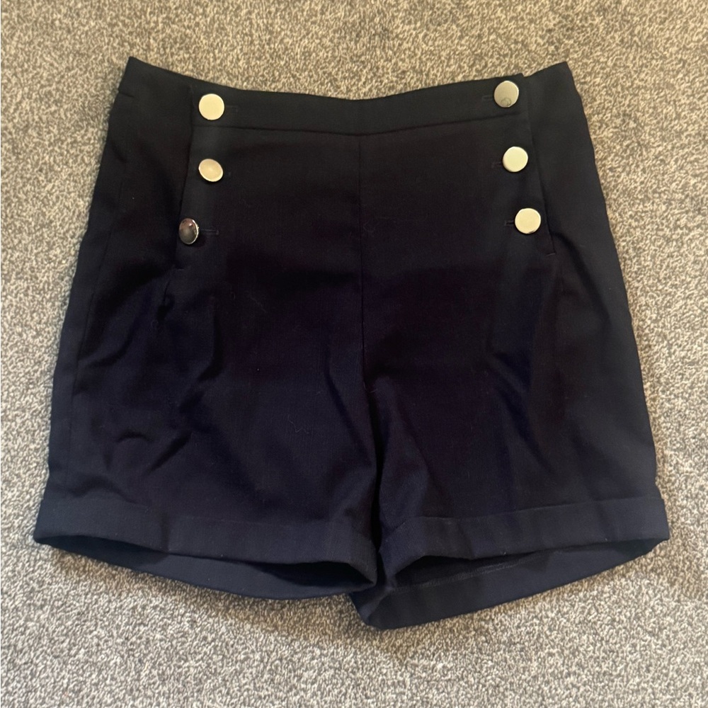 H&M Blue High Waist Tailored Shorts